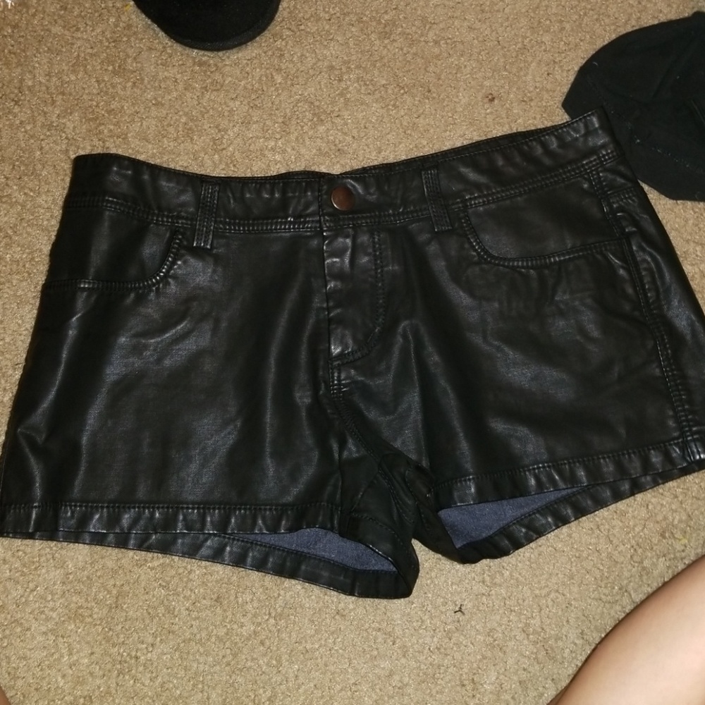 Faux leather shorts